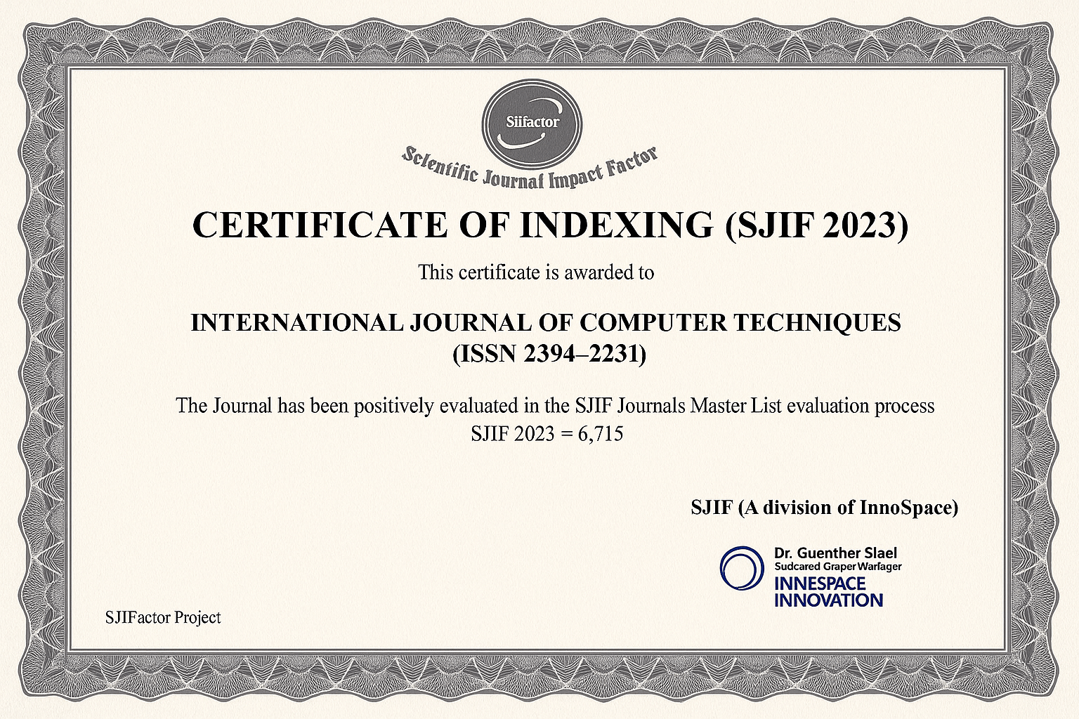 fast paper publication journal SJIF 6.715 Certificate